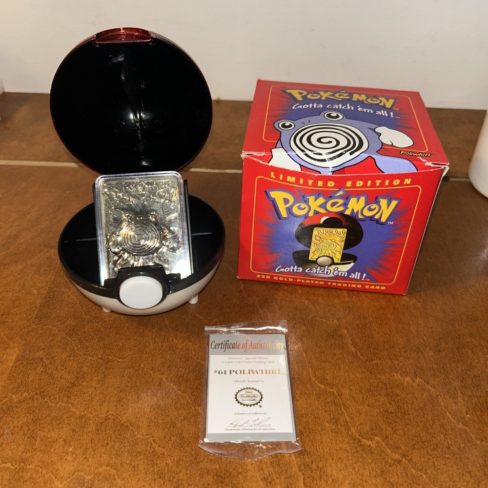 1999 Pokemon Poliwhirl 23k Gold Plated Trading Card Limited Edition Vintage E1